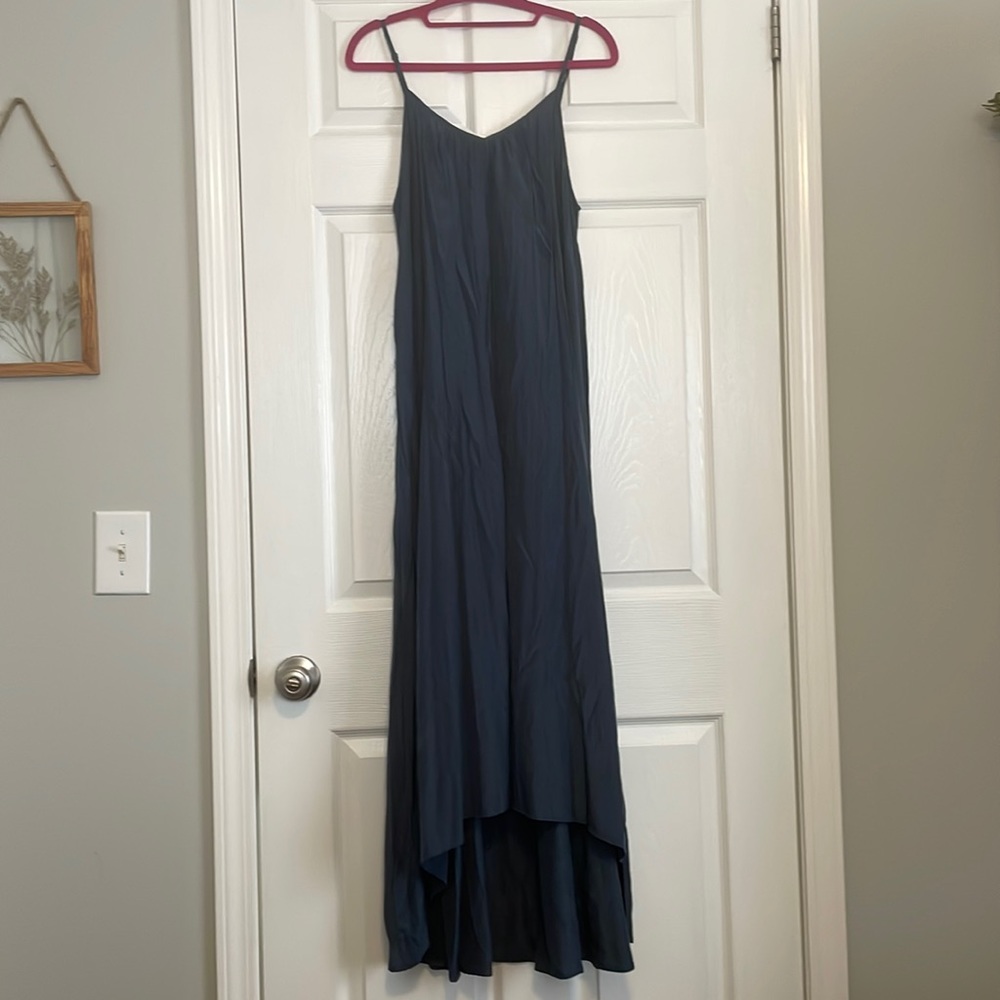 Navy Satin Hi-low Dress